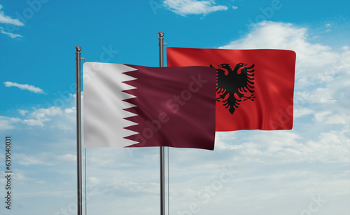 Qatar and Albania national flag