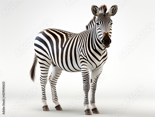 Zebra isolated on white background. 3d render illustration with clipping path