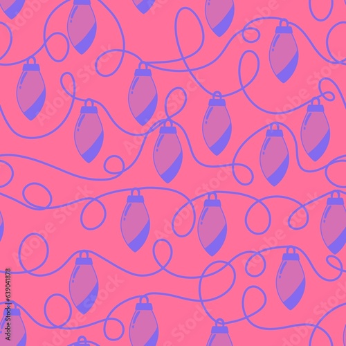 Festive illumination bulbs seamless pattern for Christmas and wrapping paper and fabrics and kids clothes print