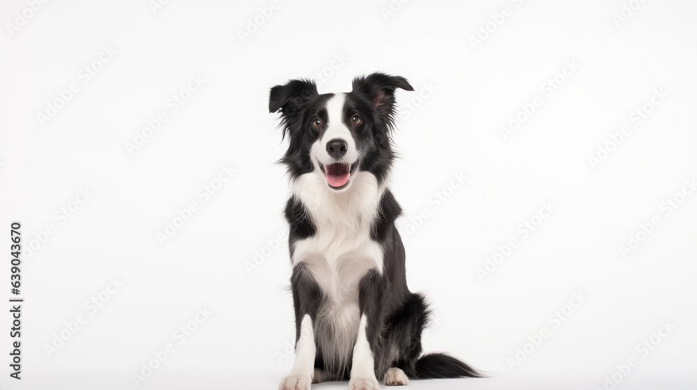 Studio shot of an adorable Border Collie sitting on white background Studio shot of an adorable Border Collie sitting on white background
