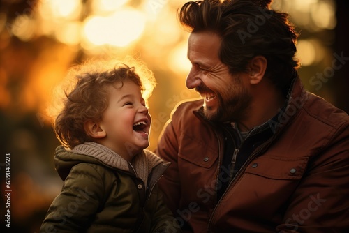 Single parent playing with his child in a park, enjoying a moment of laughter - Parenting and joy - AI Generated