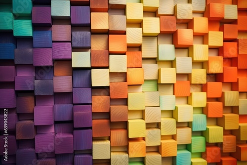 Colorful background of wooden blocks.