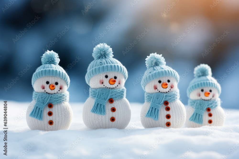 Children Snowmen as a symbol of Christmas and New Year holidays Children Snowmen as a symbol of Christmas and New Year holidays