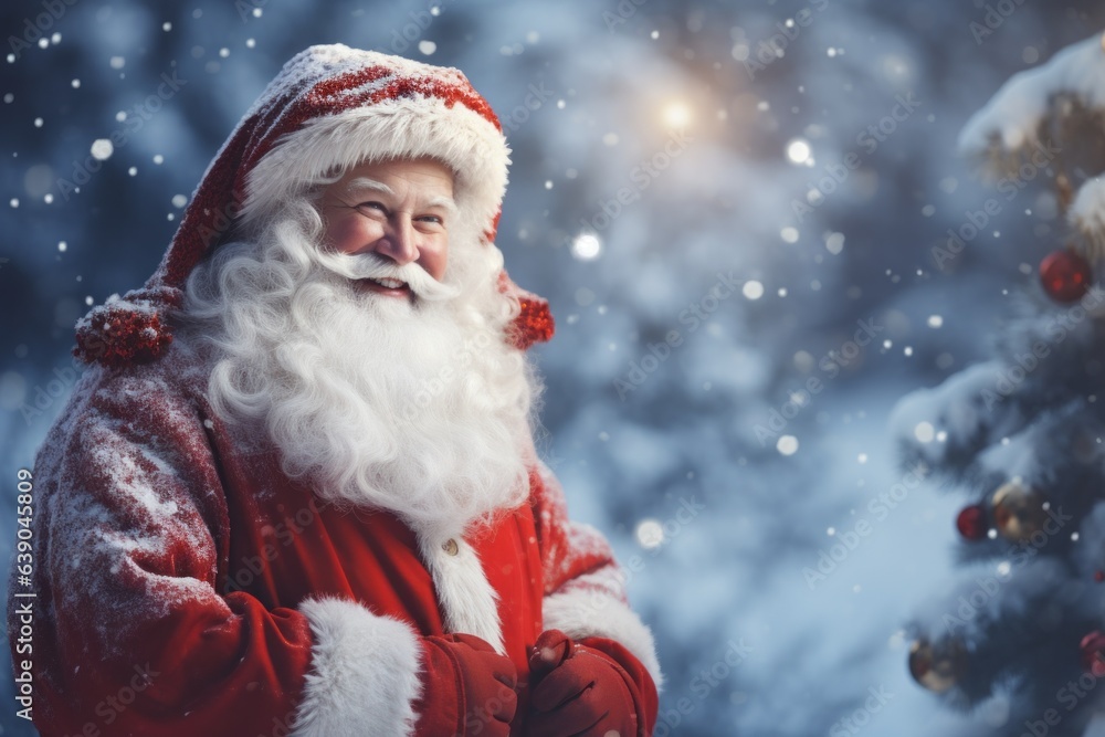 Santa Claus in postcard style. Merry christmas and new year concept with copy space