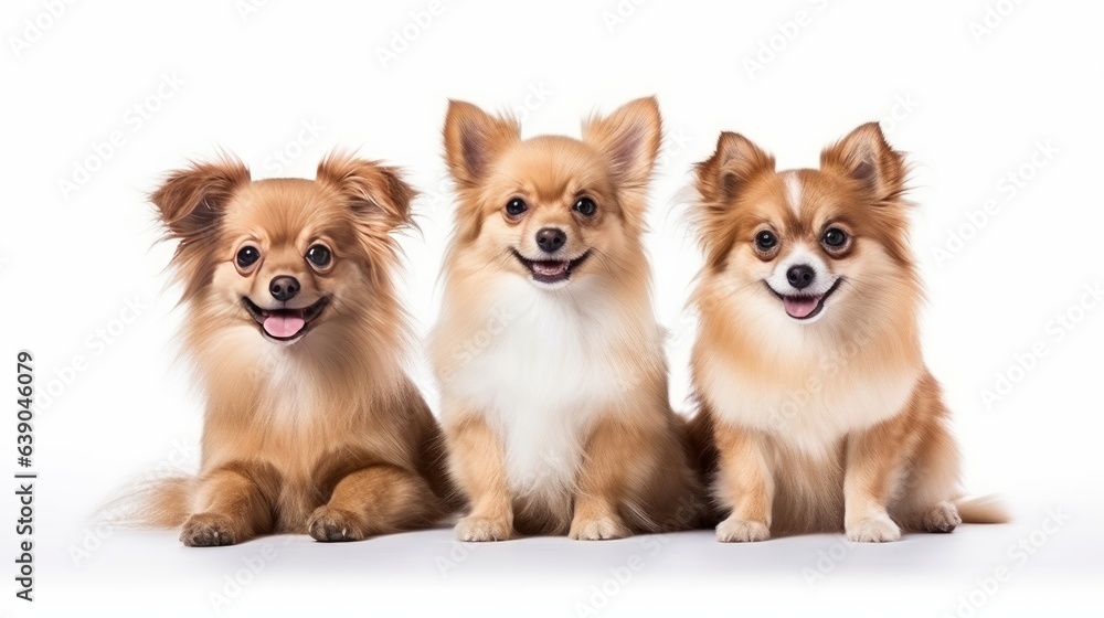 Three cute dog isolated on a white background