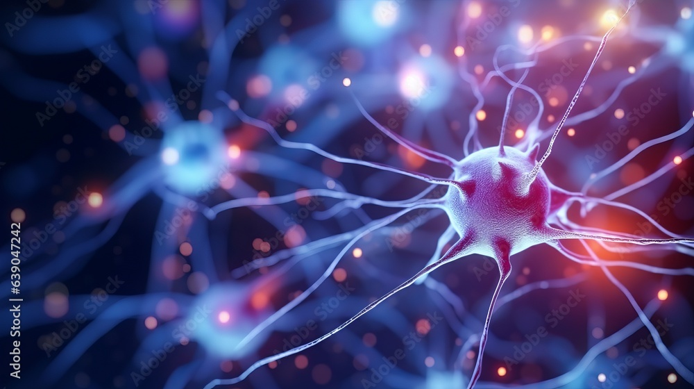 Brain's neural network, nervous system complexity, cell close-up ...