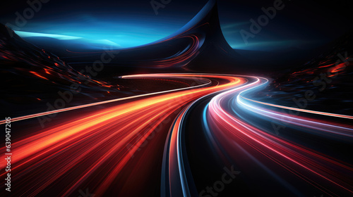 night traffic on mountain highway - generative ai © Ai Inspire