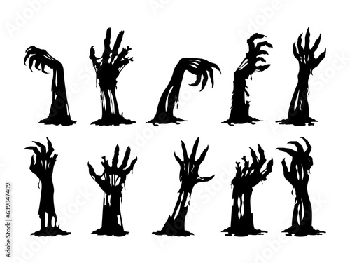 Set of Black Zombie Hands Silhouette