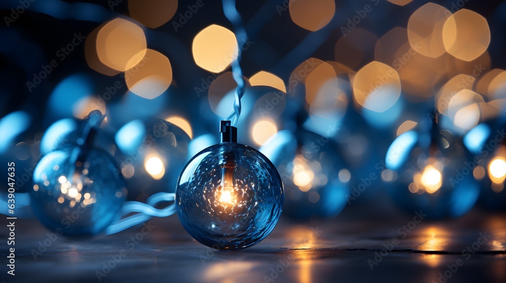 Christmas and New Year background with Christmas balls and bokeh lights Christmas and New Year background with Christmas balls and bokeh lights