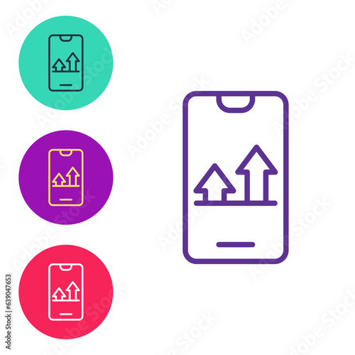 Set line Online sports betting icon isolated on white background. Sport bet bookmaker. Betting online make money. Set icons colorful. Vector
