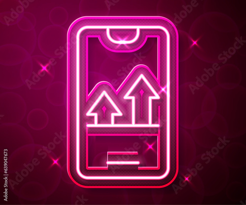 Glowing neon line Online sports betting icon isolated on red background. Sport bet bookmaker. Betting online make money. Vector