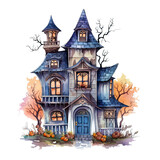 Watercolor Halloween Haunted House