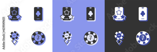 Set Casino chips, Online sports betting, and poker table game icon. Vector