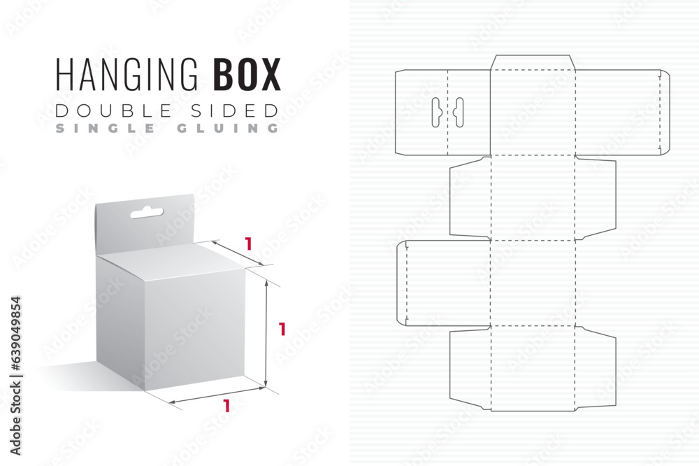 Hanging Double Sided Packaging Box Die Cut Cubic Template with 3D