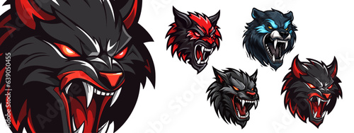 Dynamic Black Werewolf Logo Mascot: Striking Illustration and Vector Graphic for Sport and E-Sport Gaming Teams