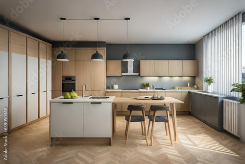 modern kitchen interior with kitchen