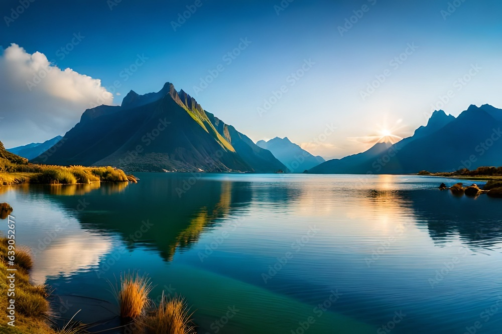 lake in mountains  generated by AI technology 