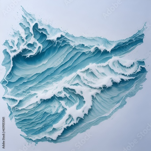 Photo of a blue and white painting of a wave