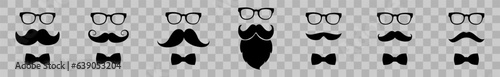 Moustache vector icon set. Whisker icons. Flat black moustache icon collection. Vector illustration
