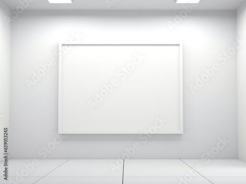 White interior, sizable window presence. Stillness, space unfilled. Square of white, vacant area.. ai generation