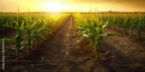 Cultivated corn field earth day concept