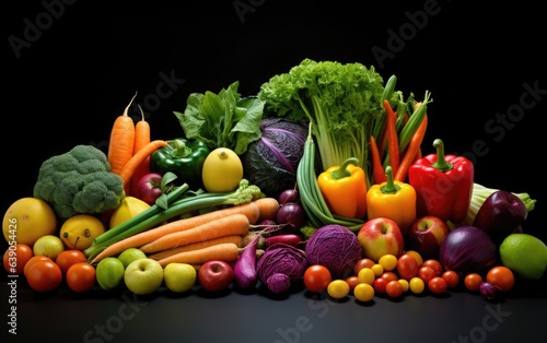 Fresh vegetables on a black background