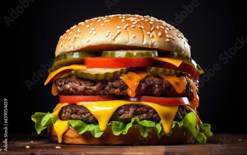 Delicious hamburger with vegetables and meat