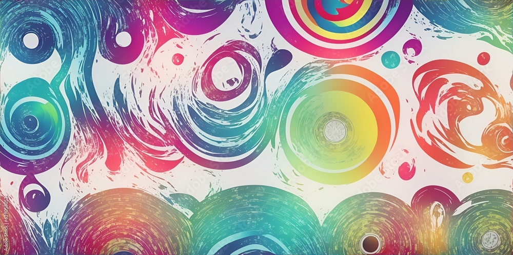 Photo of a vibrant abstract background with swirling and circular patterns Photo of a vibrant abstract background with swirling and circular patterns