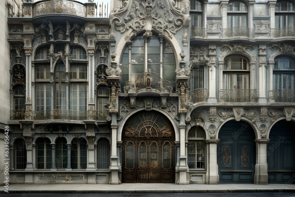 Ein architektonisches Gebäude mit vielen kleinen Details.