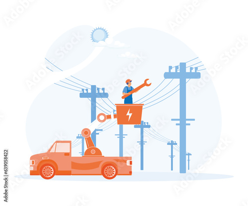 Home renovation concept, Carpenter, plumber and electrician services, building maintenance, flat vector modern illustration