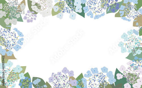 アジサイをモチーフにしたフレーム素材（白）