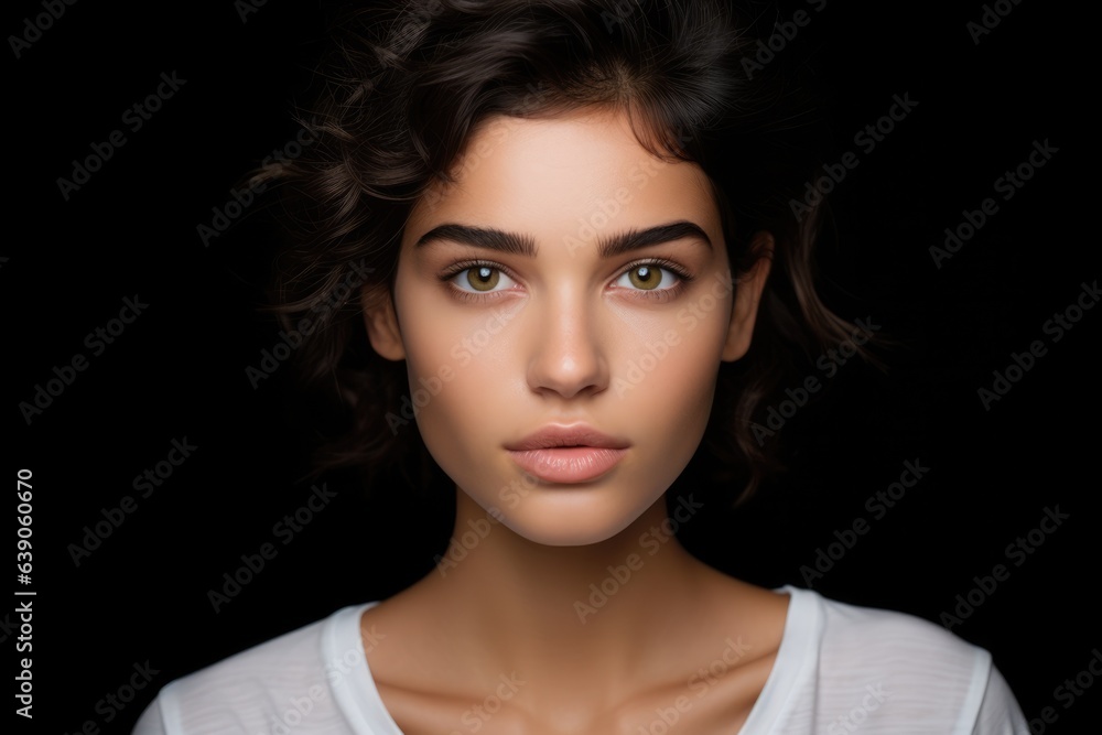 Classic Portrait shot of a young pretty woman wearing a white shirt Classic Portrait shot of a young pretty woman wearing a white shirt