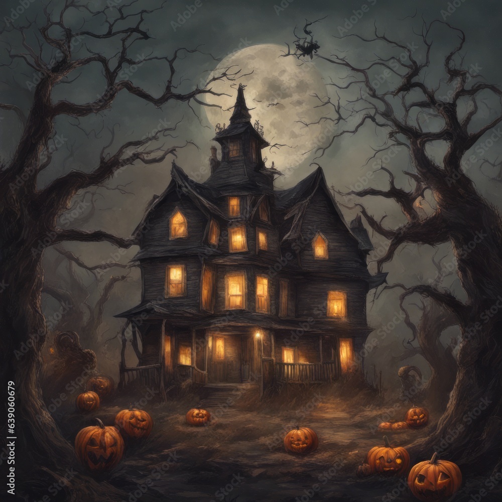 Creepy and Spooky Retro Style Halloween Background