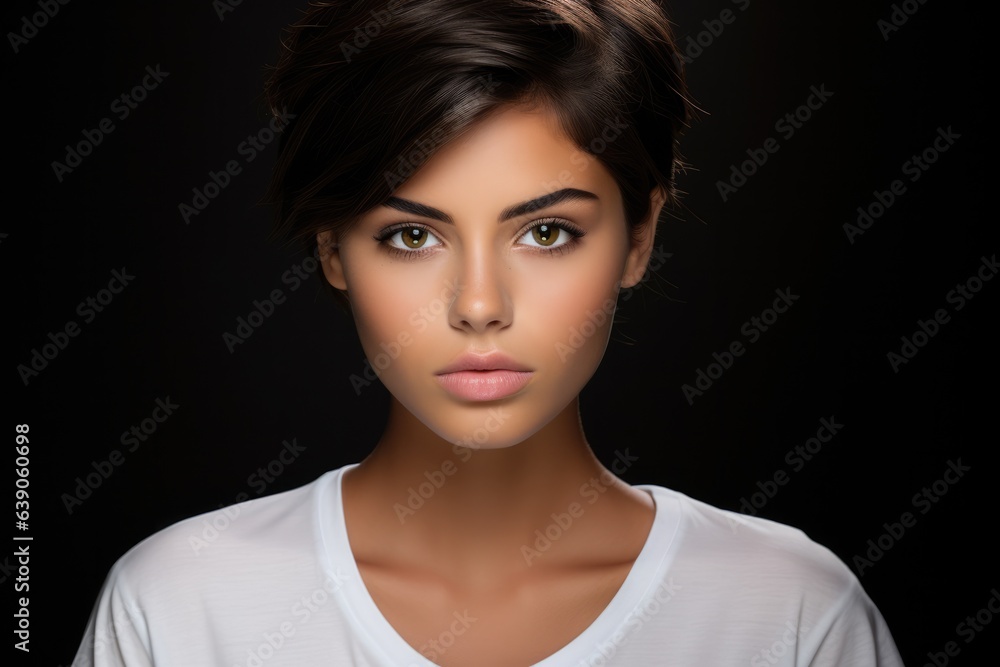 Classic Portrait shot of a young pretty woman wearing a white shirt Classic Portrait shot of a young pretty woman wearing a white shirt