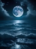 Photo of a serene full moon reflecting on a calm body of water