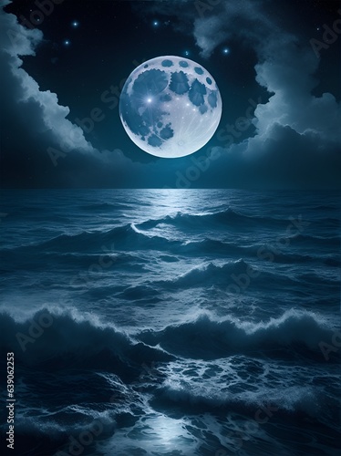 Photo of a serene full moon reflecting on a calm body of water