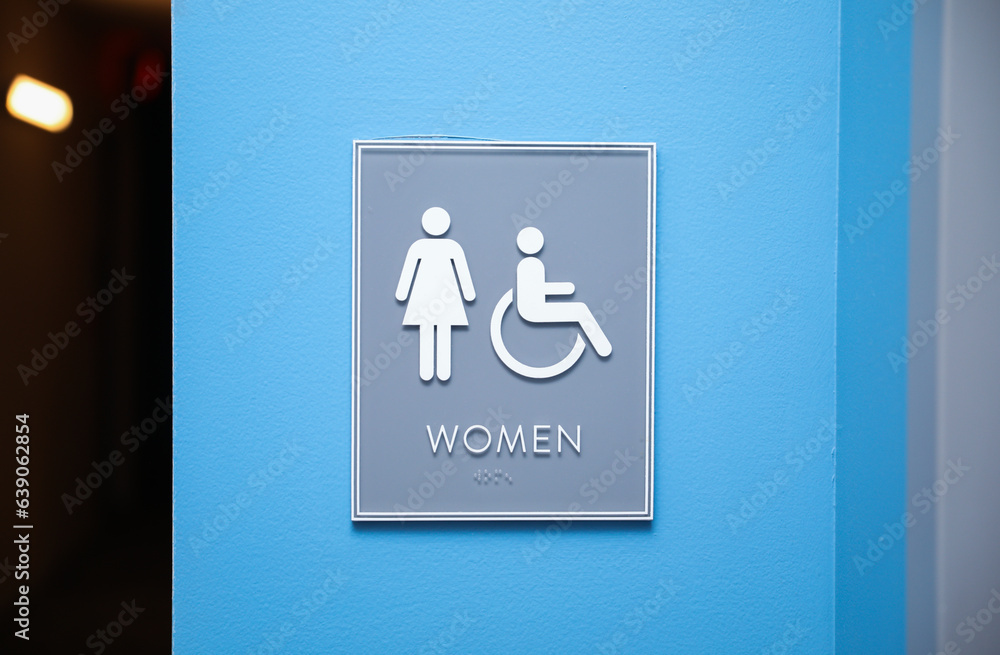 Restroom sign with male and female symbols. Symbolizes gender identity, inclusivity, equality, and social discussions Restroom sign with male and female symbols. Symbolizes gender identity, inclusivity, equality, and social discussions