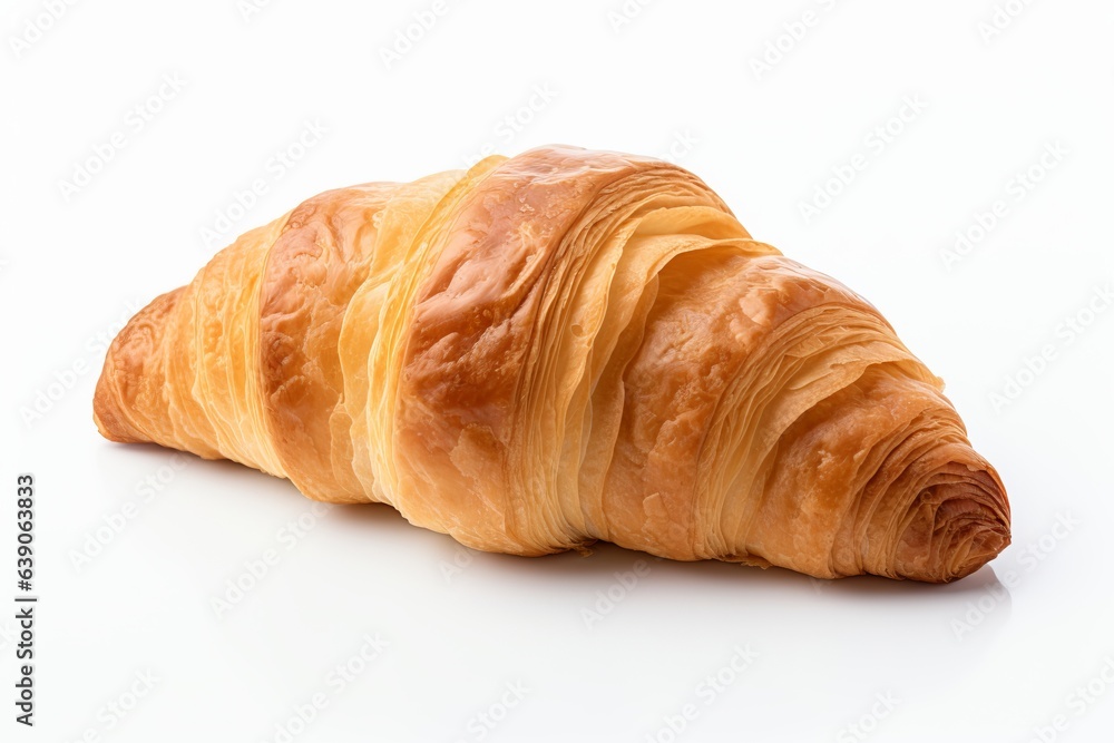 Freshly baked croissant just out of the oven on a white background.. ai generation Freshly baked croissant just out of the oven on a white background.. ai generation