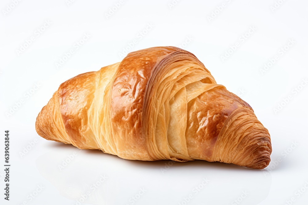 Freshly baked croissant just out of the oven on a white background.. ai generation Freshly baked croissant just out of the oven on a white background.. ai generation