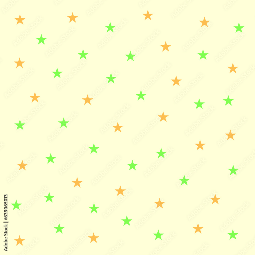 Light background with patterns of little stars in green and orange color – Decorative paper with ornaments of little stars Light background with patterns of little stars in green and orange color – Decorative paper with ornaments of little stars