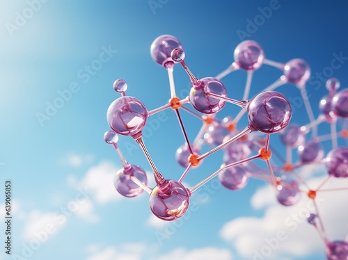 Fotobehang Acids and bases neutralize water's ionization, oxygen bubbles in clear blue water, close-up