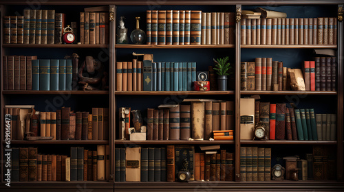 classic books background neatly arranged on library.
