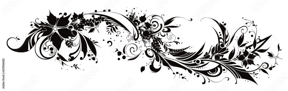 tattoo sleeve in the form of flowers, black on a white background, vector graphics