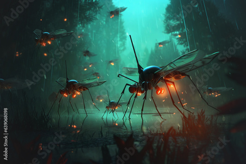 Canvastavla Giant battle mosquitos mutants attacks city somewhere in Russia or Ukraine