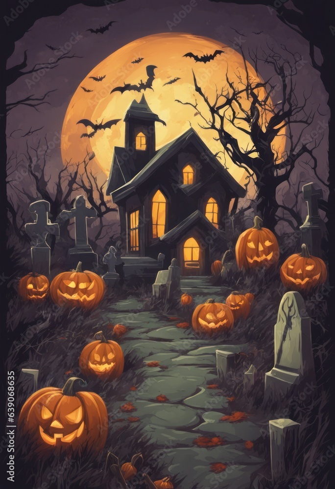 Creepy and Spooky Retro Style Halloween Poster Creepy and Spooky Retro Style Halloween Poster