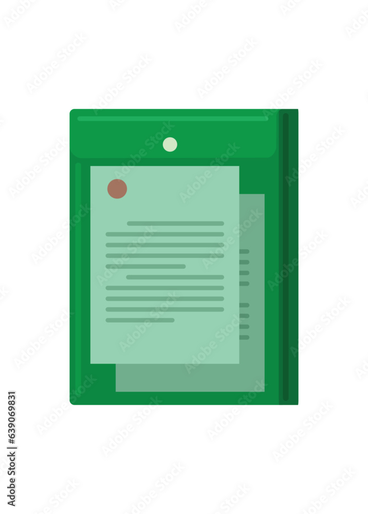 Portrait transparent plastic envelope containing letter. Simple flat illustration. Portrait transparent plastic envelope containing letter. Simple flat illustration.