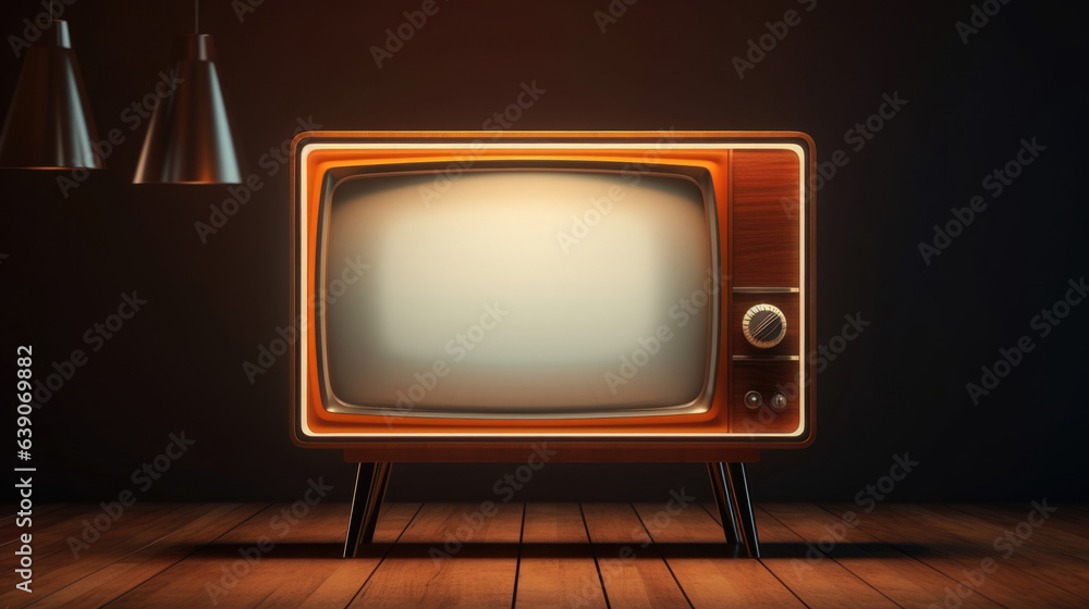 An aged television with builtin speakers horizontal and vertical lines