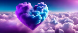 Blue and purple abstract heart shaped cloud