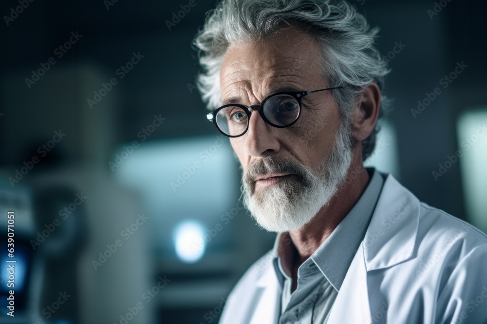 Portrait of senior male scientist looking at camera while working in laboratory Portrait of senior male scientist looking at camera while working in laboratory
