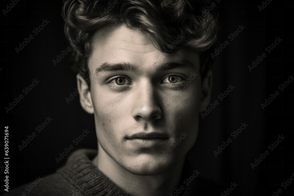 Portrait of a handsome young man with curly hair. Toned. Portrait of a handsome young man with curly hair. Toned.